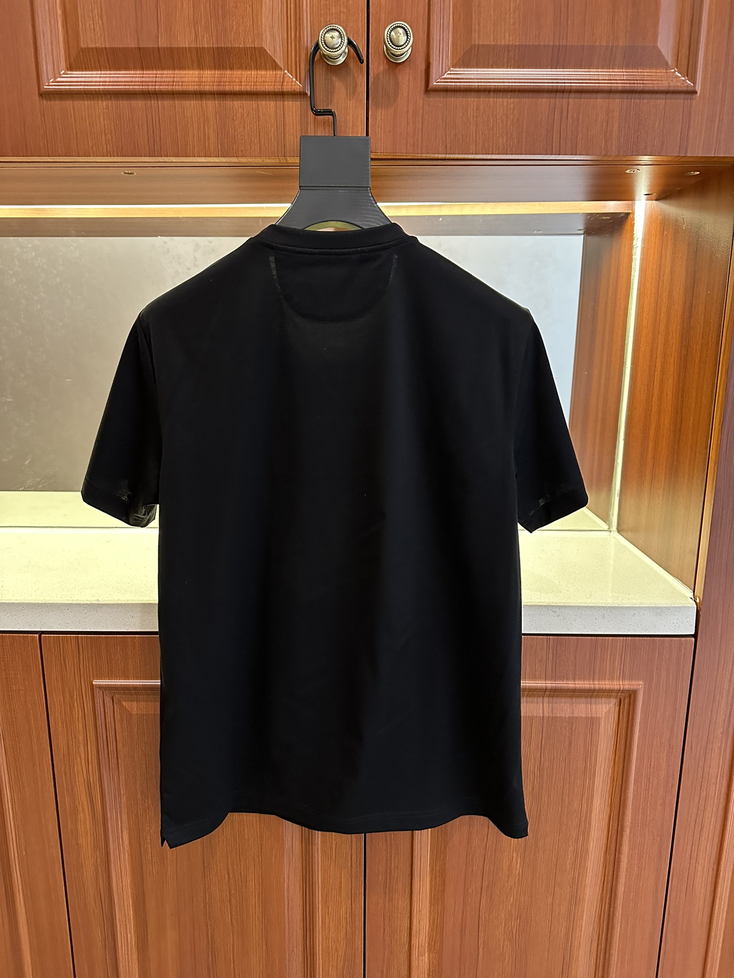 Replica Fendi Black Logo Printed Cotton Crew Neck Short Sleeve T-Shirt