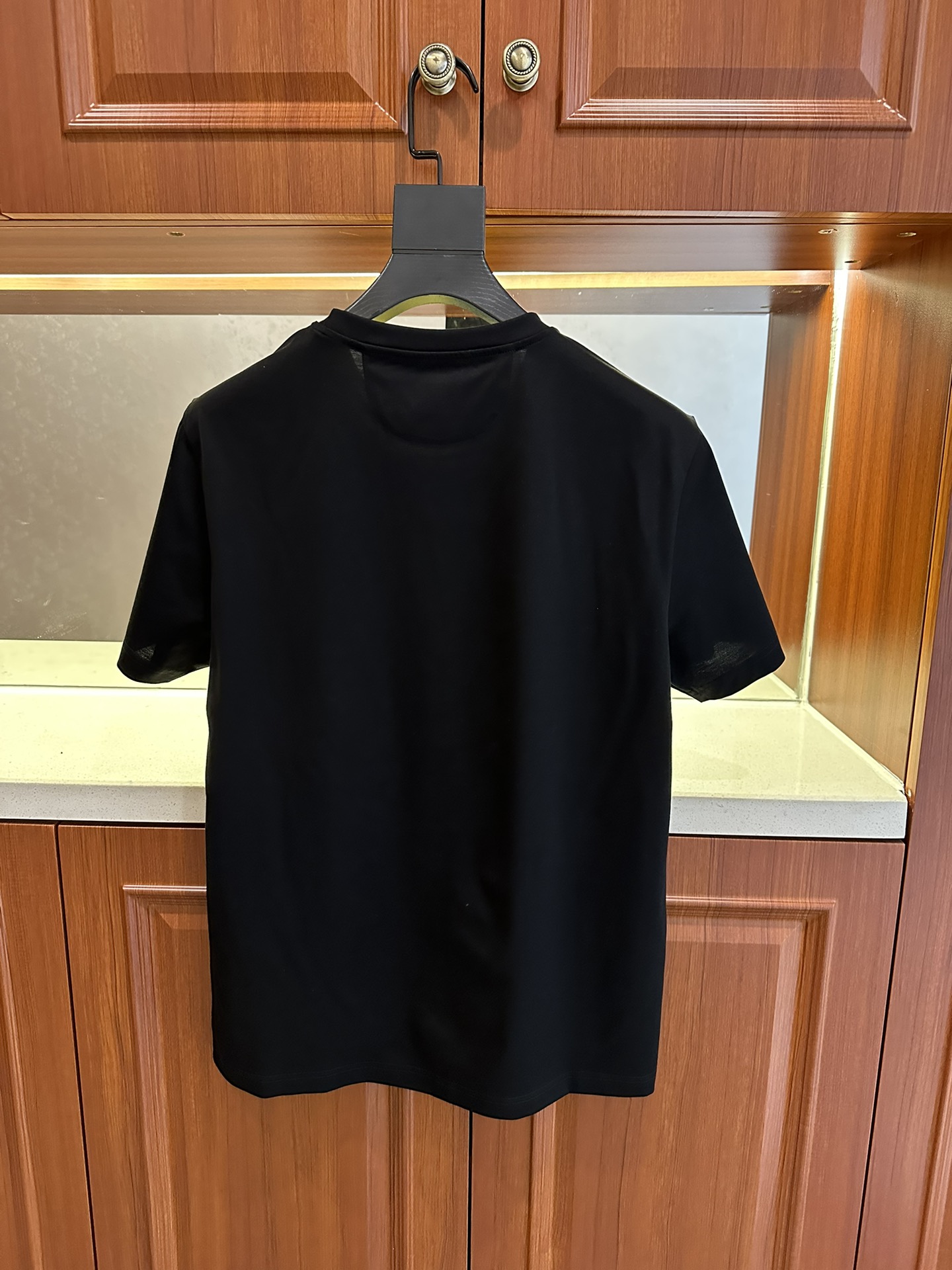 Replica Fendi Mens T Shirt Medium Black Cotton Gold Raised Ff Circle Logo Short