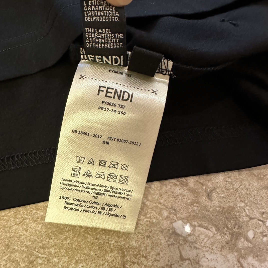 Replica Fendi Men's Black Cotton Monster Eye T-Shirt