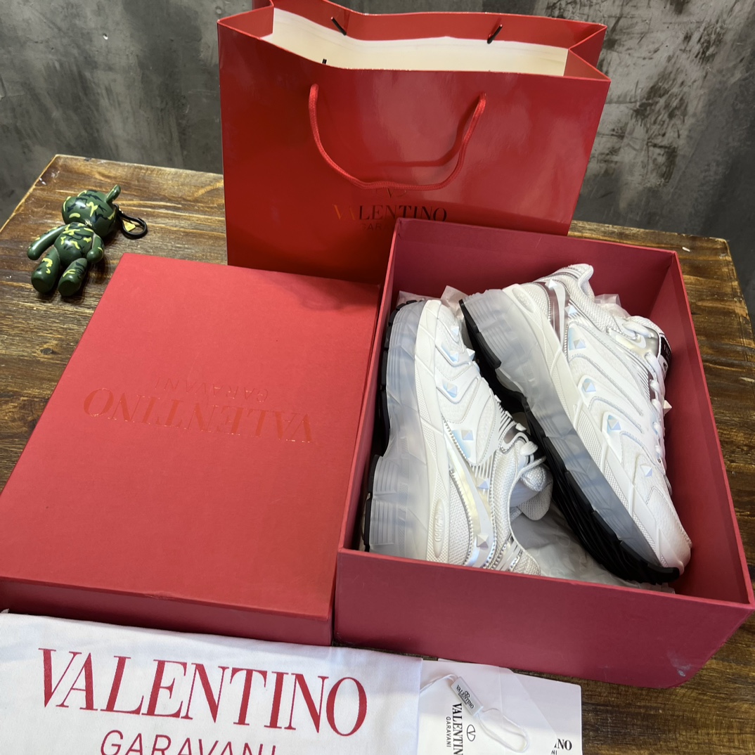 Replica Valentino - Valentino Garavani leather and fabric low-top sneakers