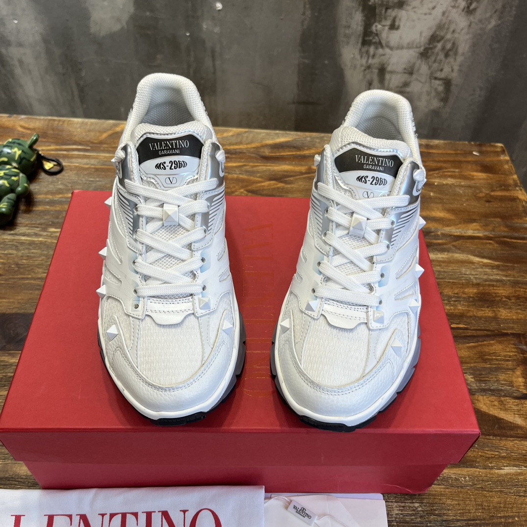 Replica Valentino - Valentino Garavani leather and fabric low-top sneakers