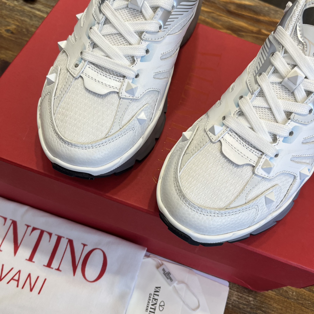 Replica Valentino - Valentino Garavani leather and fabric low-top sneakers