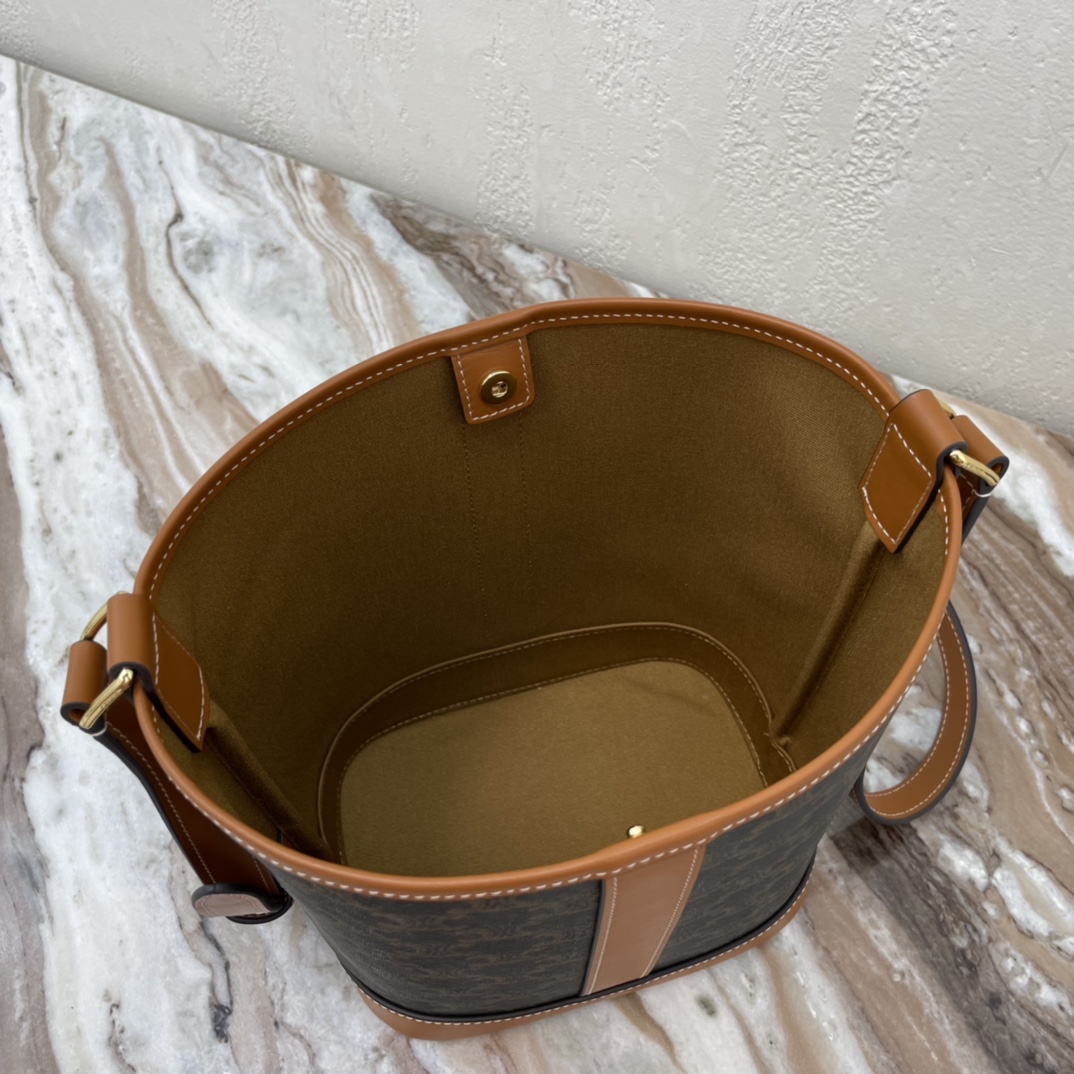 Replica Celine Bucket on Triomphe Canvas And Calfskin