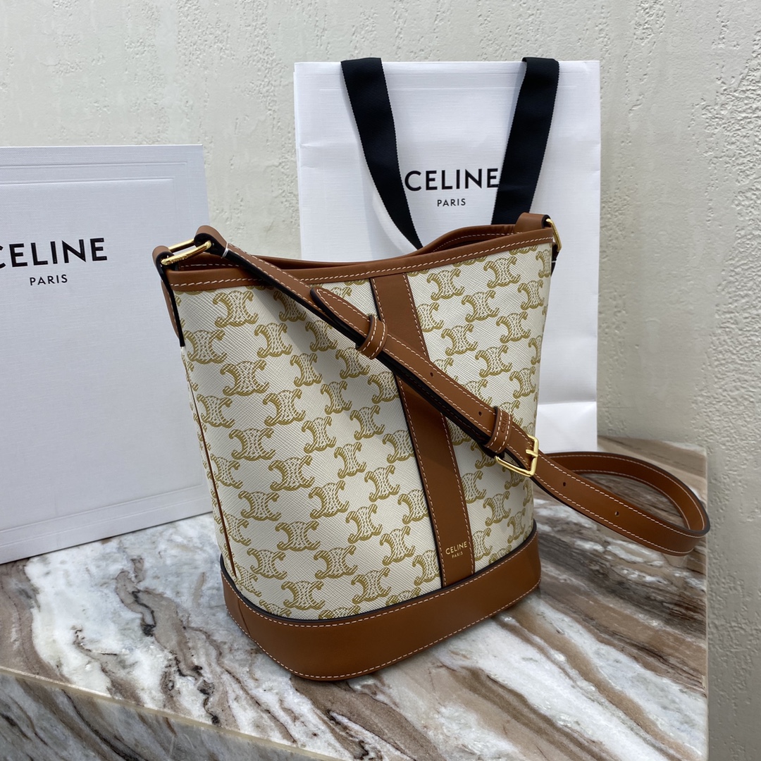 Replica Celine Bucket on Triomphe Canvas And Calfskin