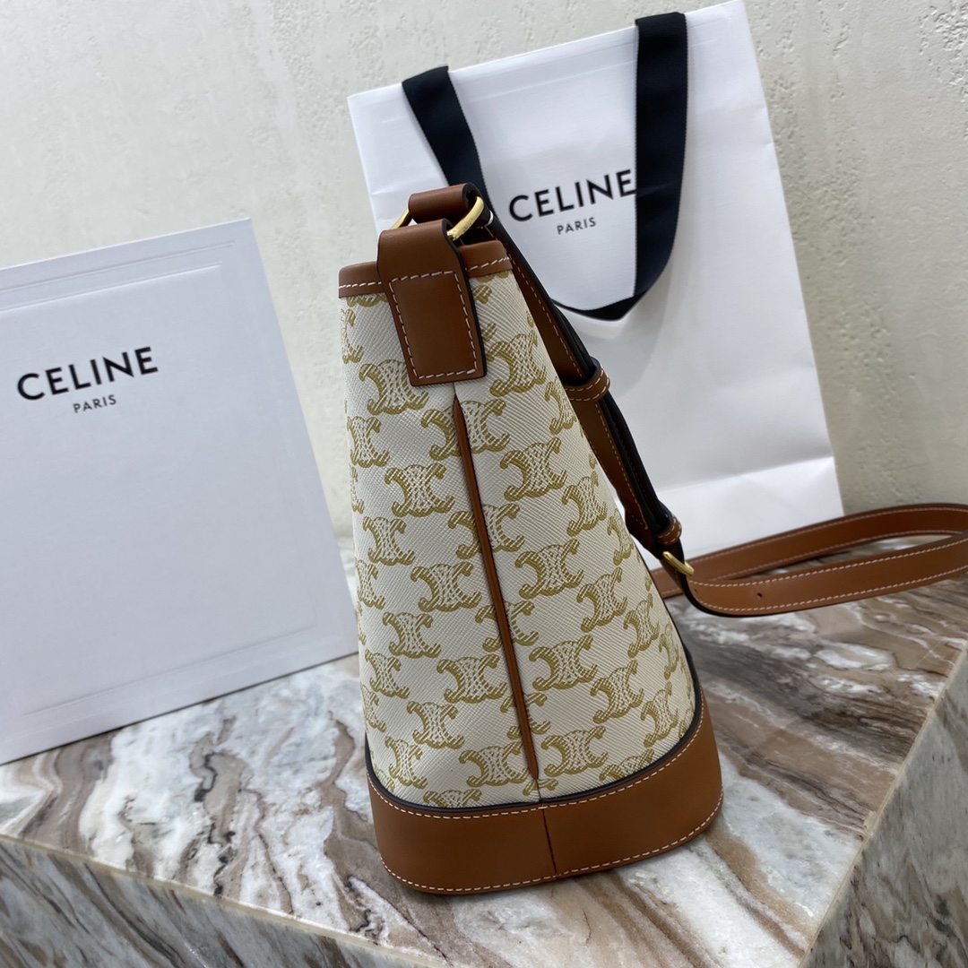 Replica Celine Bucket on Triomphe Canvas And Calfskin