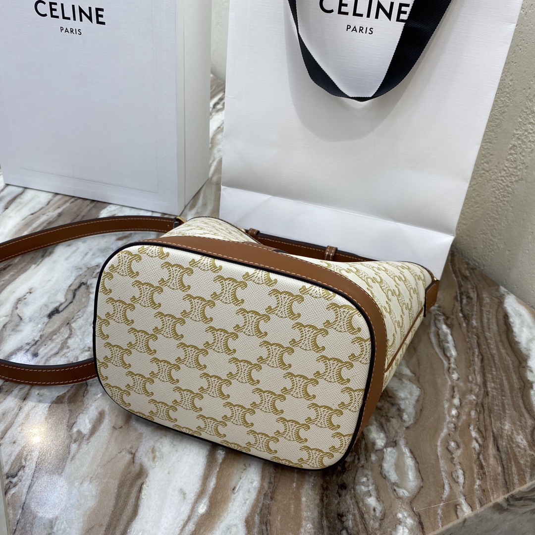 Replica Celine Bucket on Triomphe Canvas And Calfskin