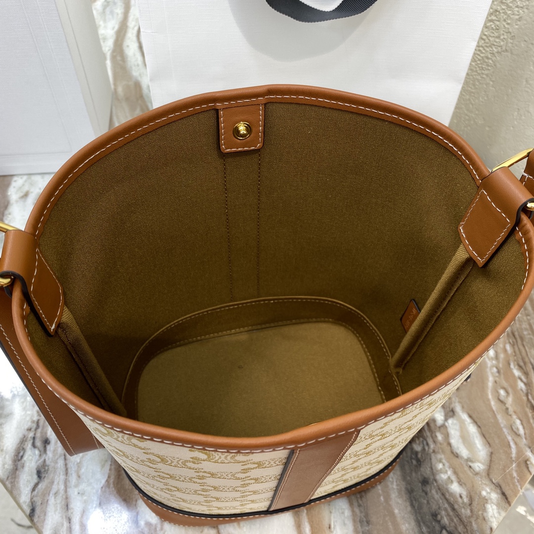 Replica Celine Bucket on Triomphe Canvas And Calfskin