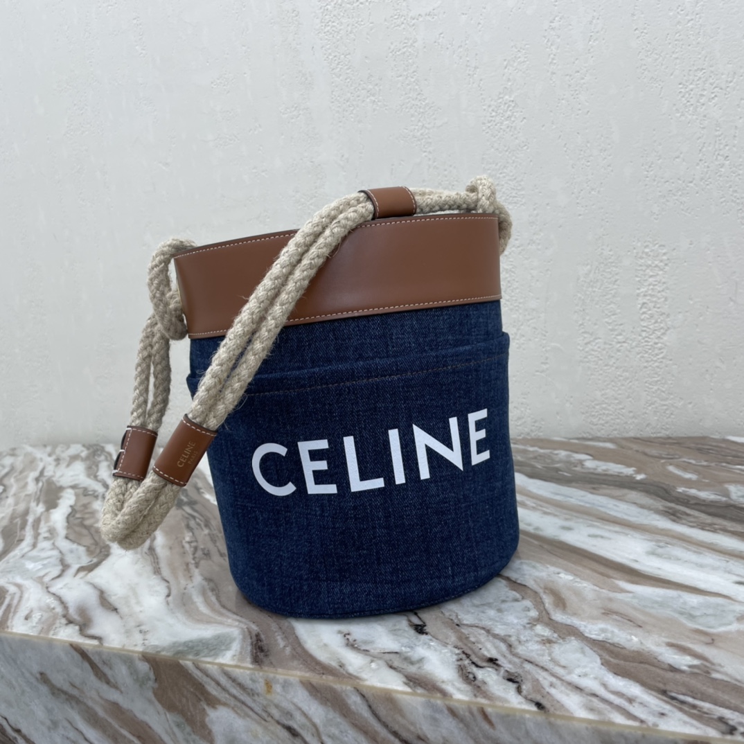 Replica Celine Bucket on Triomphe Canvas And Calfskin