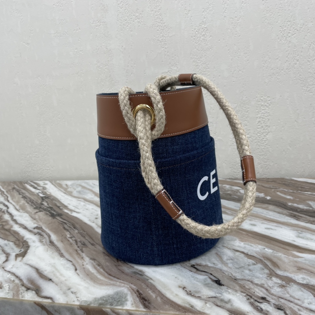 Replica Celine Bucket on Triomphe Canvas And Calfskin