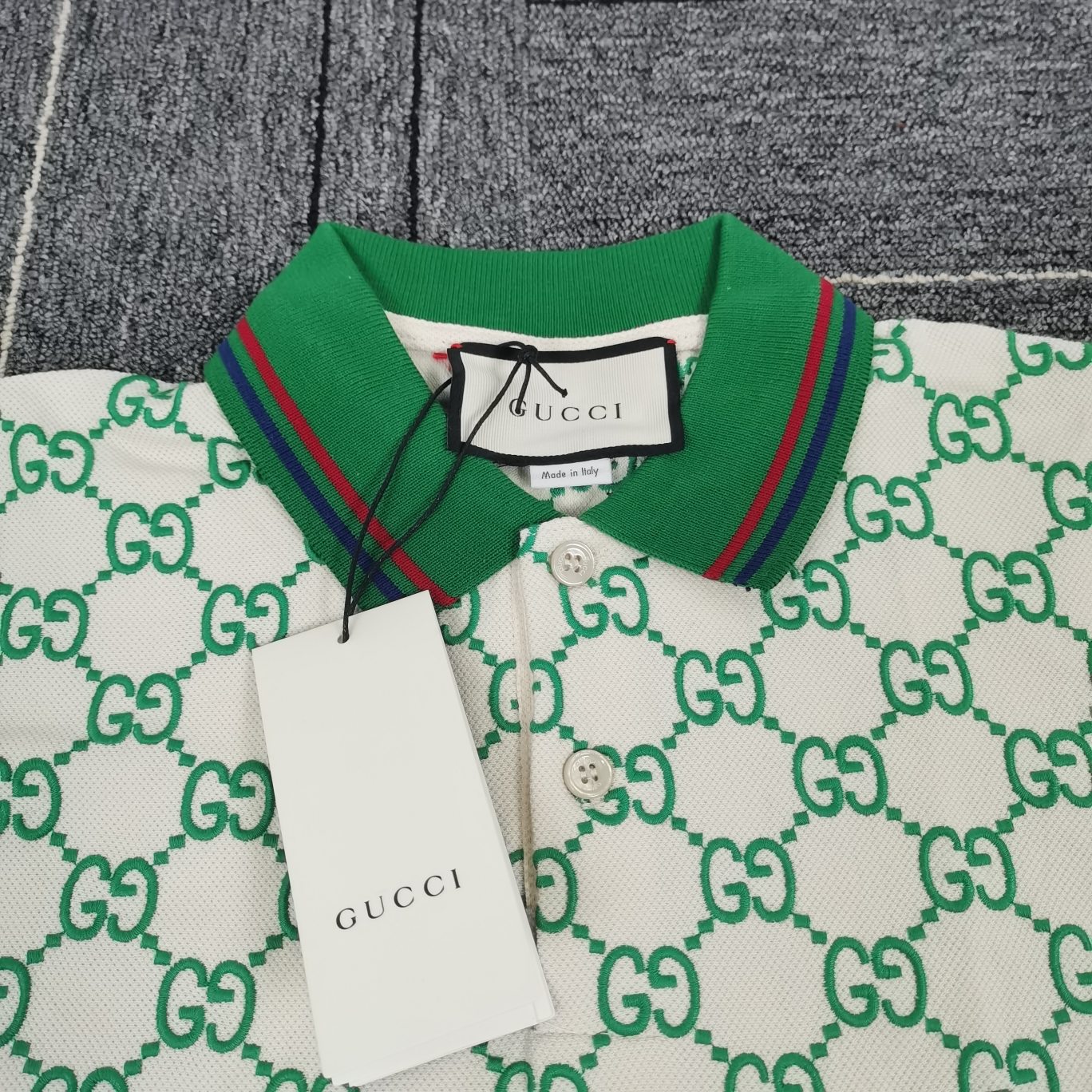 Replica Gucci White Embroidered Polo