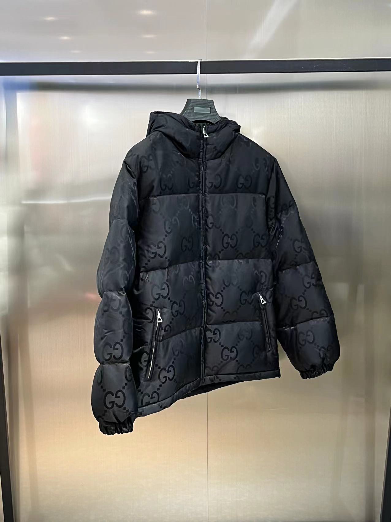 Replica Gucci Jumbo GG Nylon Canvas Goose-Down Jacket Black