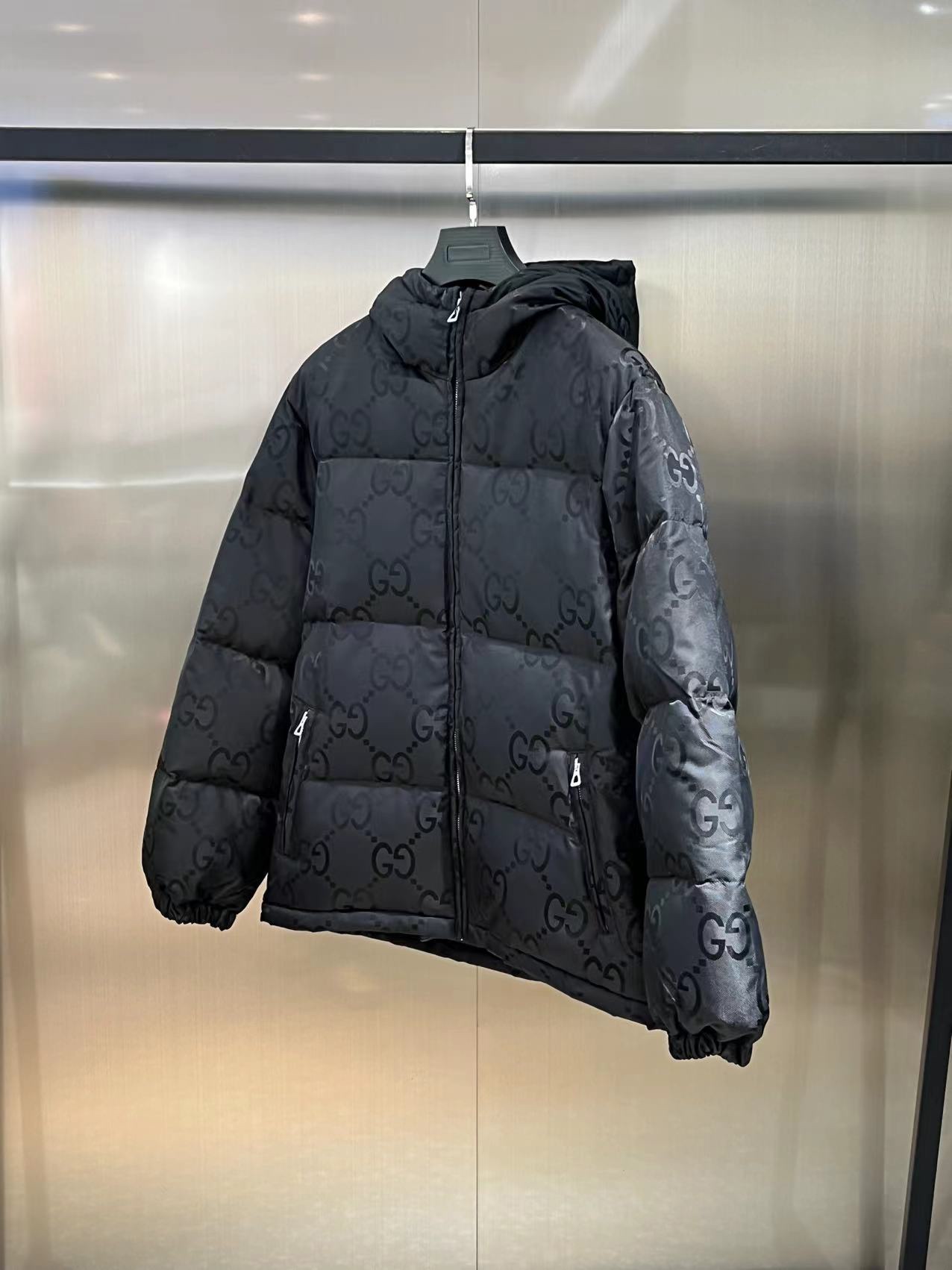 Replica Gucci Jumbo GG Nylon Canvas Goose-Down Jacket Black