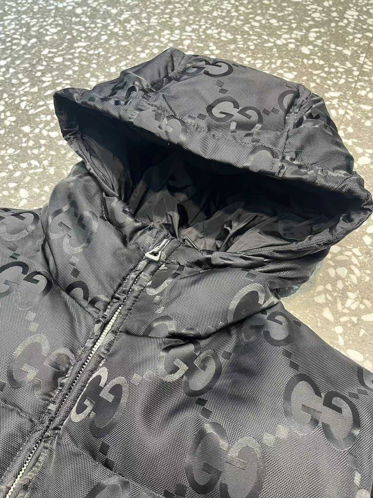 Replica Gucci Jumbo GG Nylon Canvas Goose-Down Jacket Black