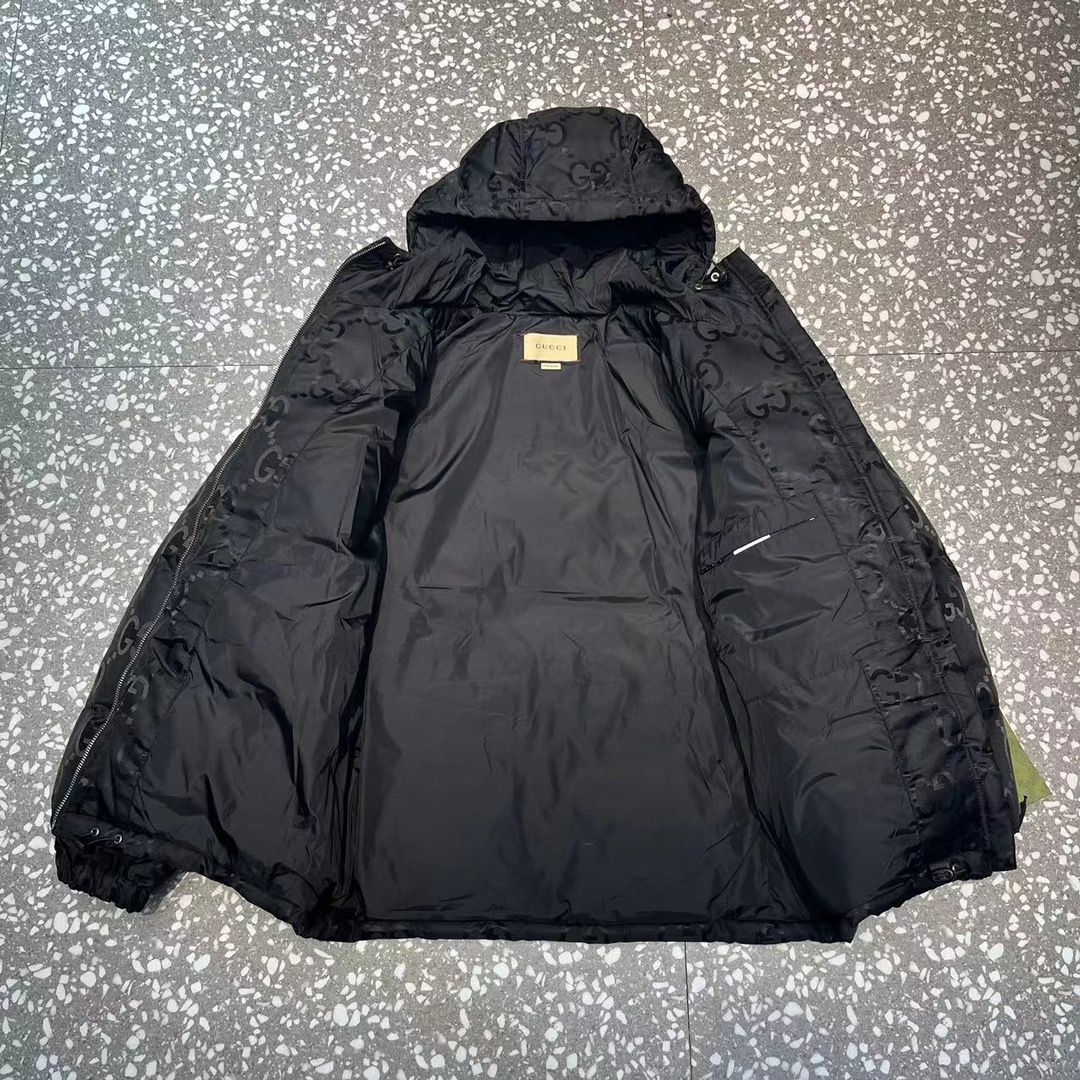 Replica Gucci Jumbo GG Nylon Canvas Goose-Down Jacket Black