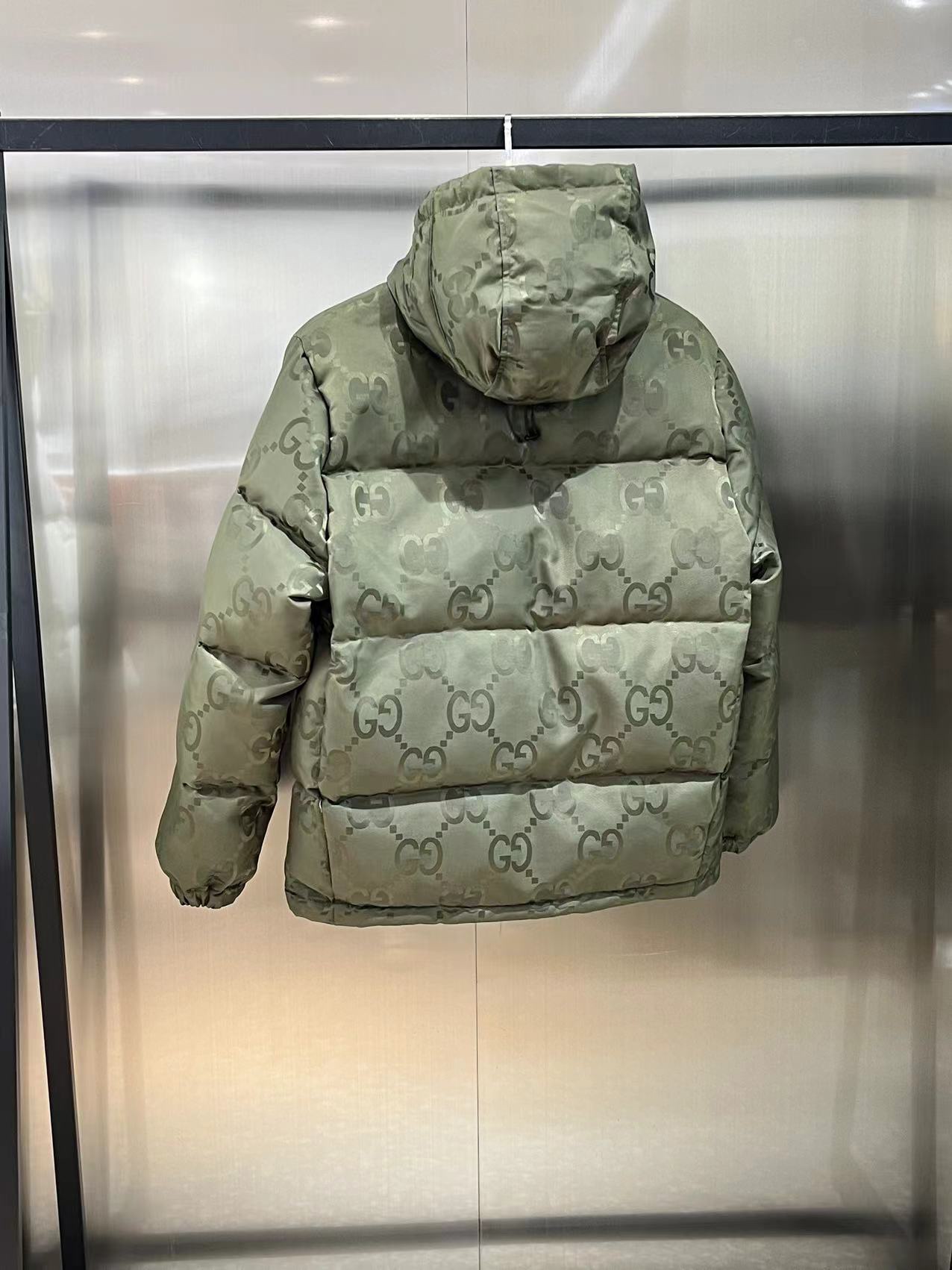 Replica GUCCI Jumbo GG Canvas Down Jacket, Green