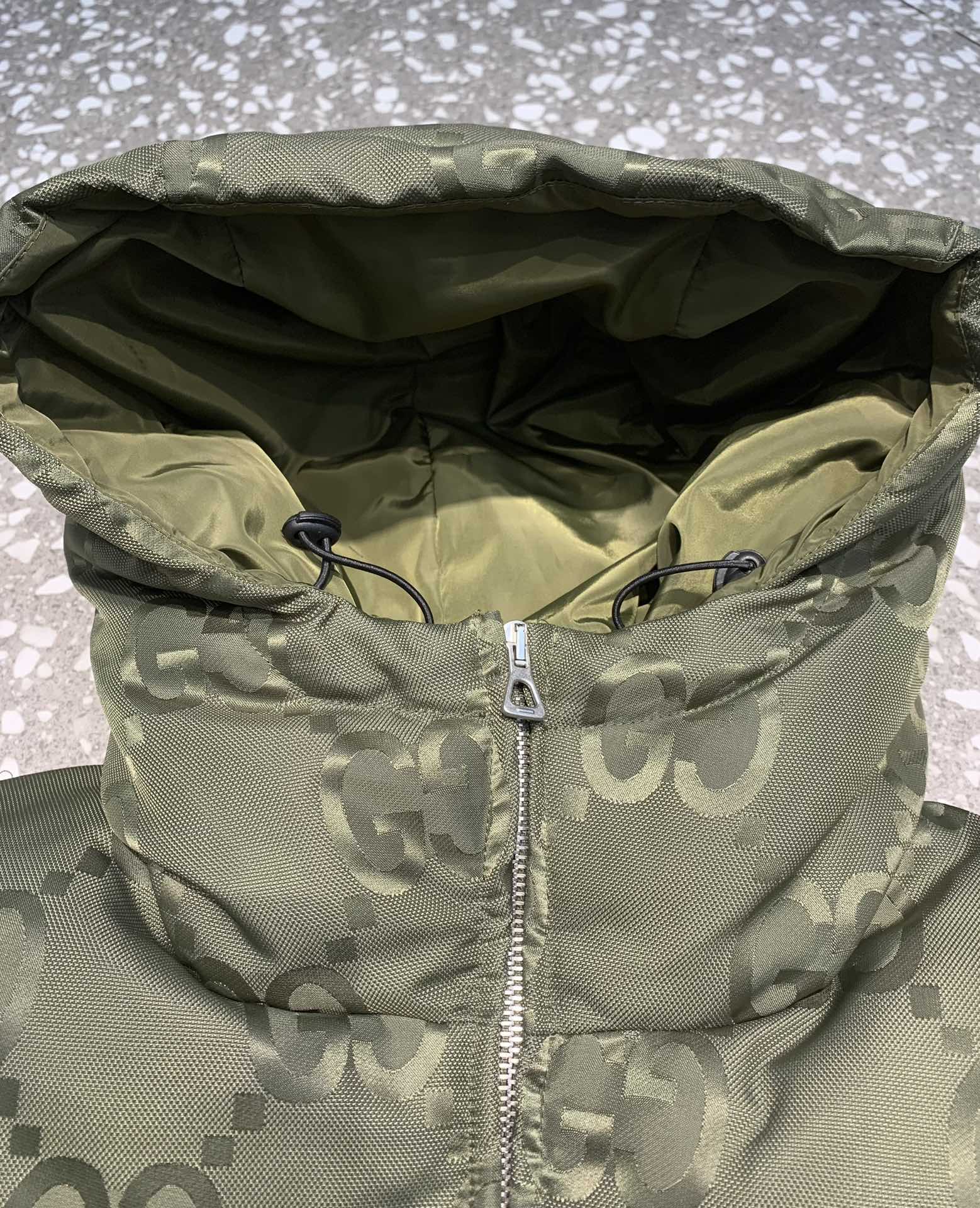 Replica GUCCI Jumbo GG Canvas Down Jacket, Green