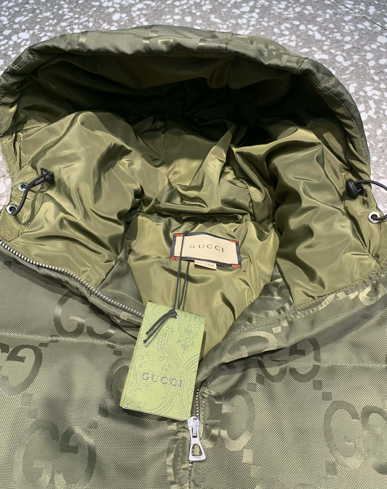 Replica GUCCI Jumbo GG Canvas Down Jacket, Green