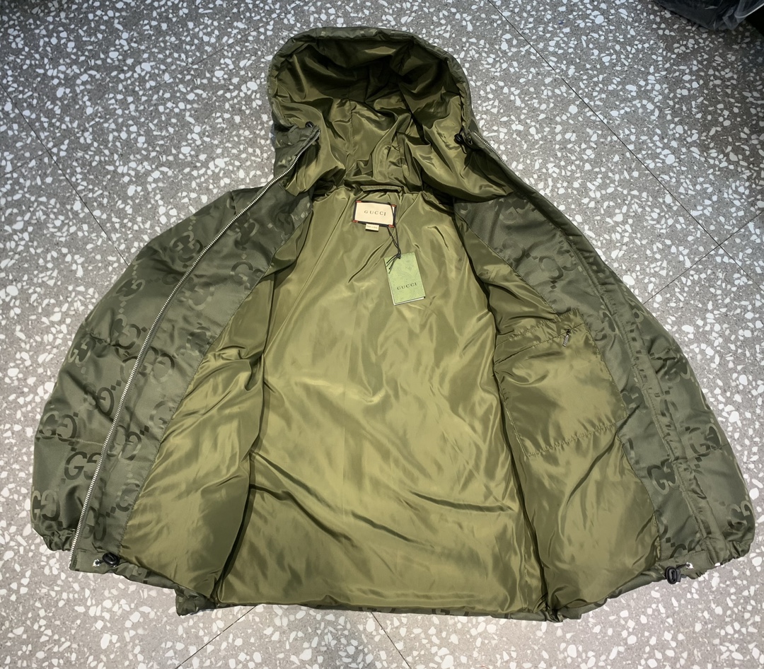 Replica GUCCI Jumbo GG Canvas Down Jacket, Green