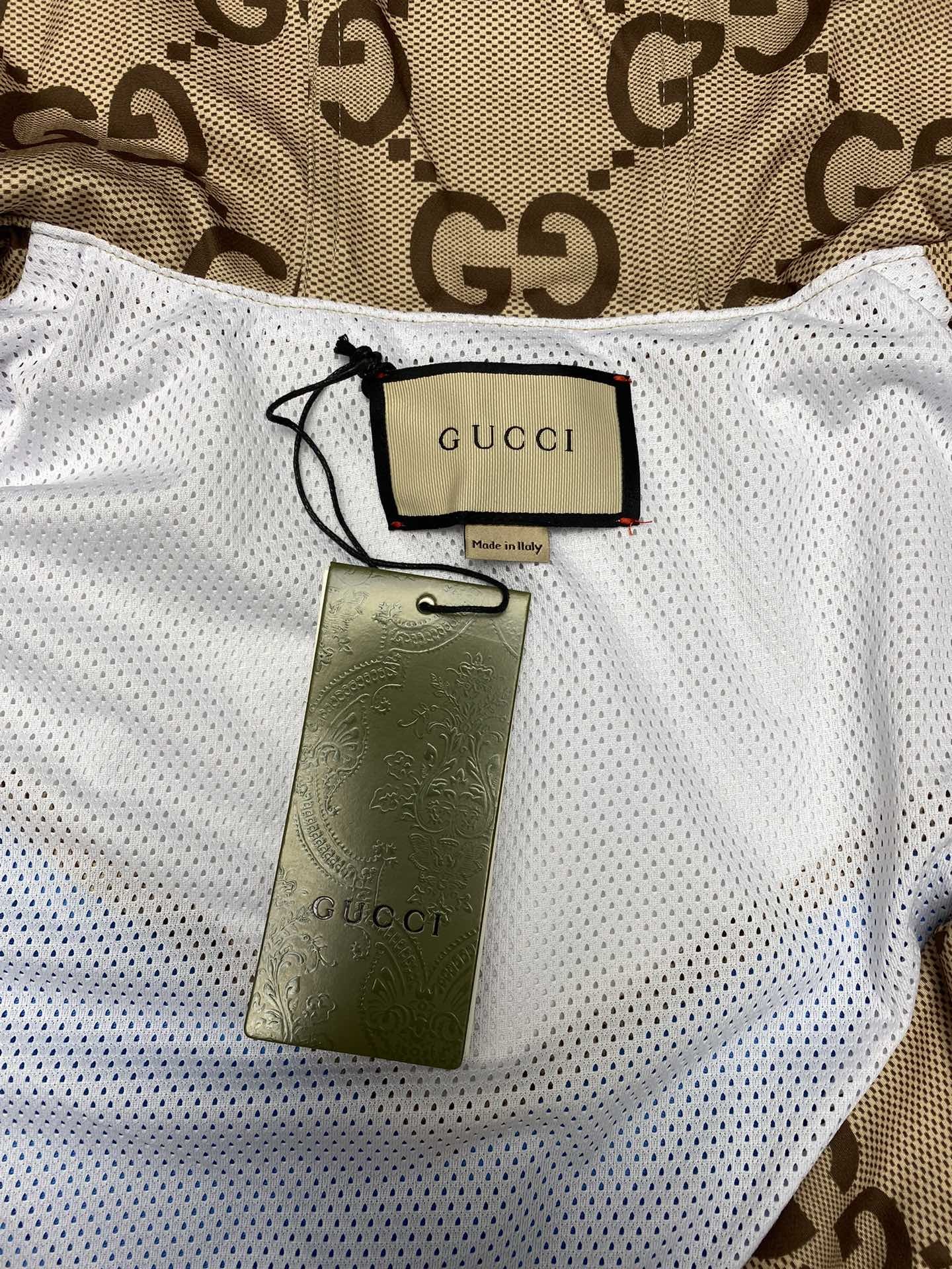 Replica GUCCI Jumbo GG Canvas Zip Jacket, Size S, Brown