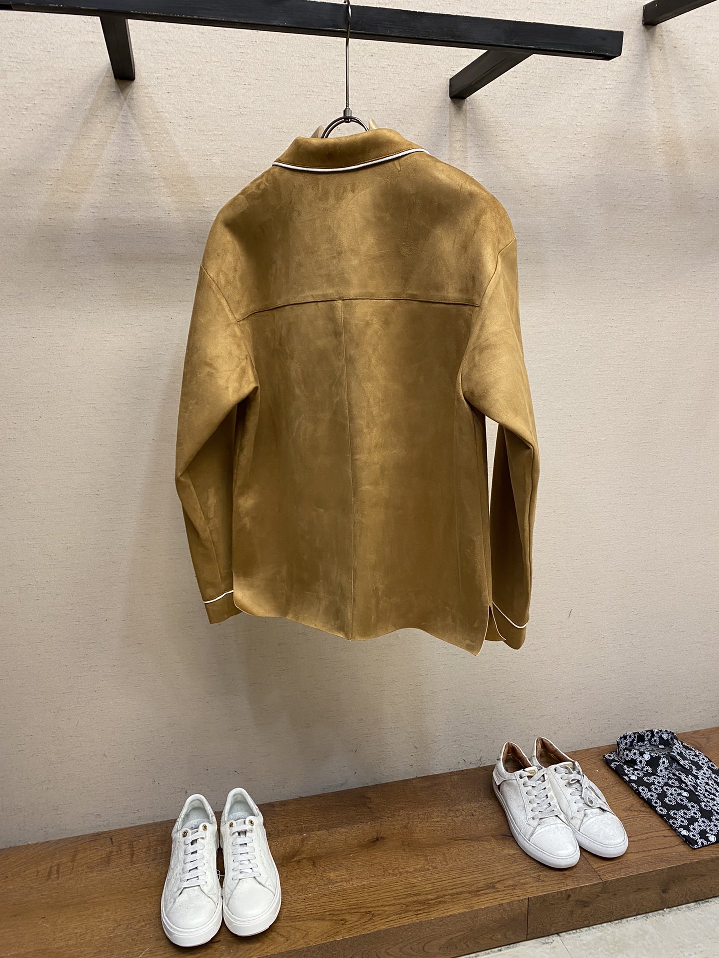 Replica Suede shirt with embroidery in brown | GUCCI® US