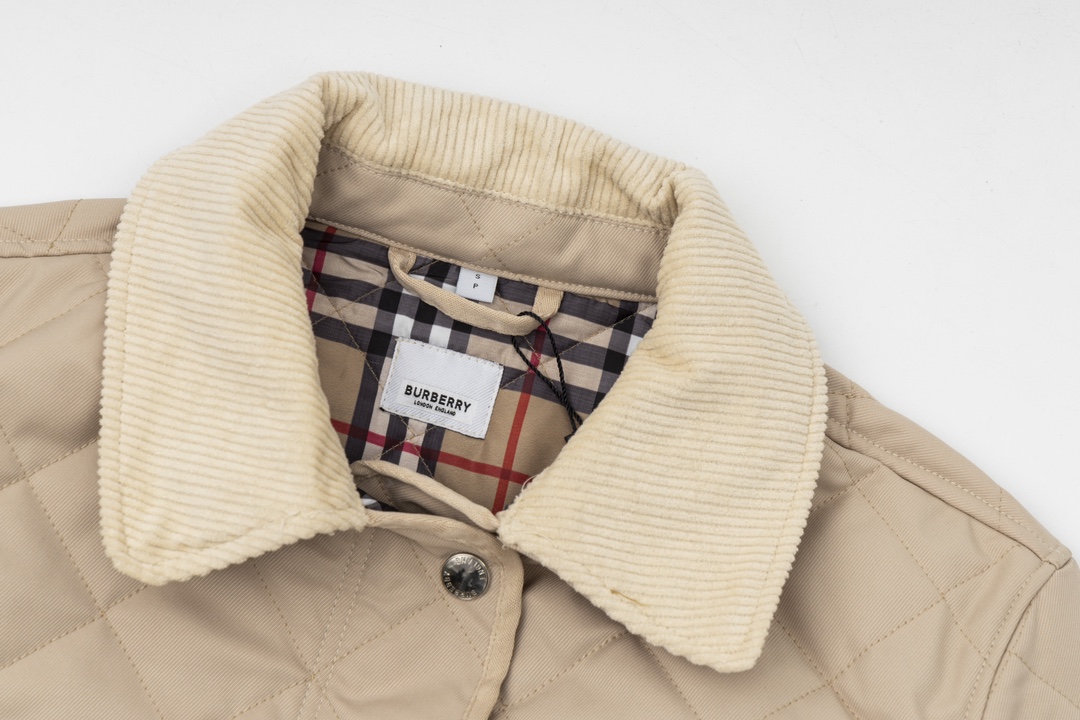 Replica BURBERRY Cotton Corduroy-Trimmed Quilted Shell Jacket Beige