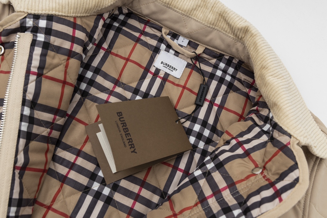 Replica BURBERRY Cotton Corduroy-Trimmed Quilted Shell Jacket Beige