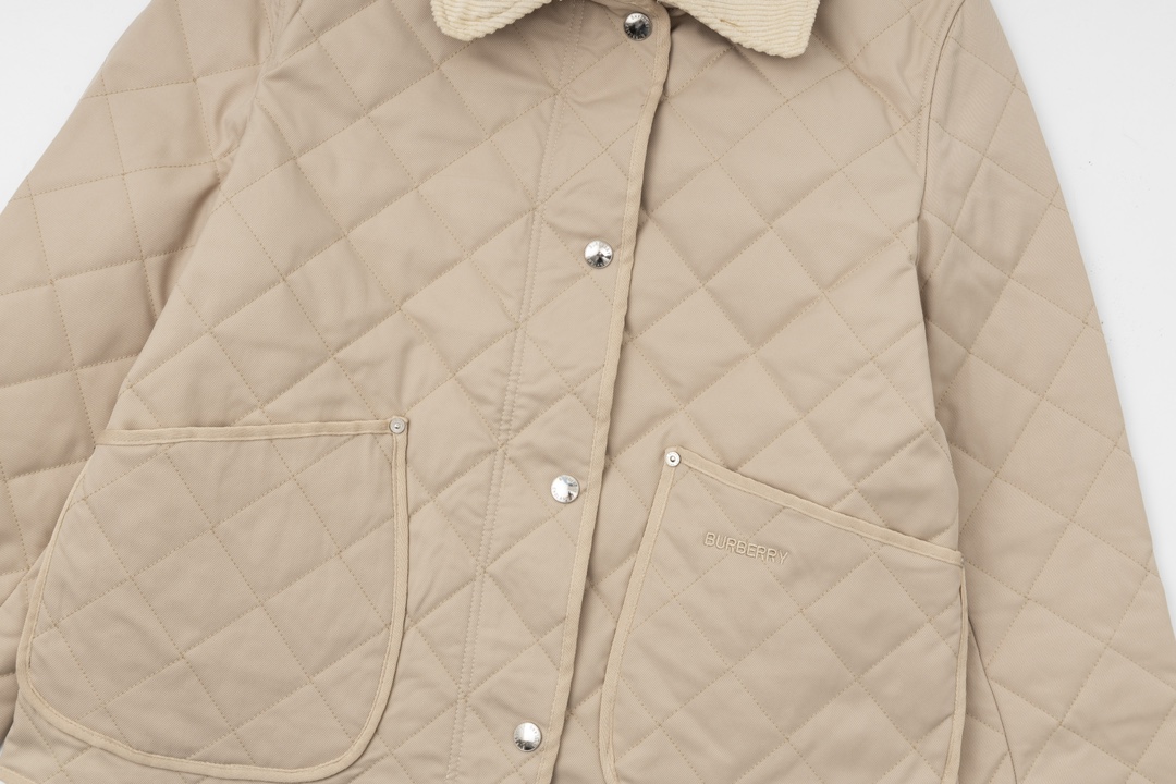 Replica BURBERRY Cotton Corduroy-Trimmed Quilted Shell Jacket Beige