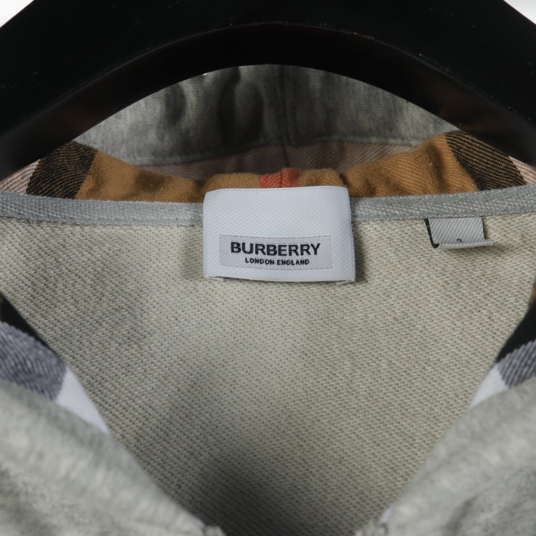 Replica Burberry Women's Letter Graphic Cotton Blend Zip Hoodie Pale Grey S