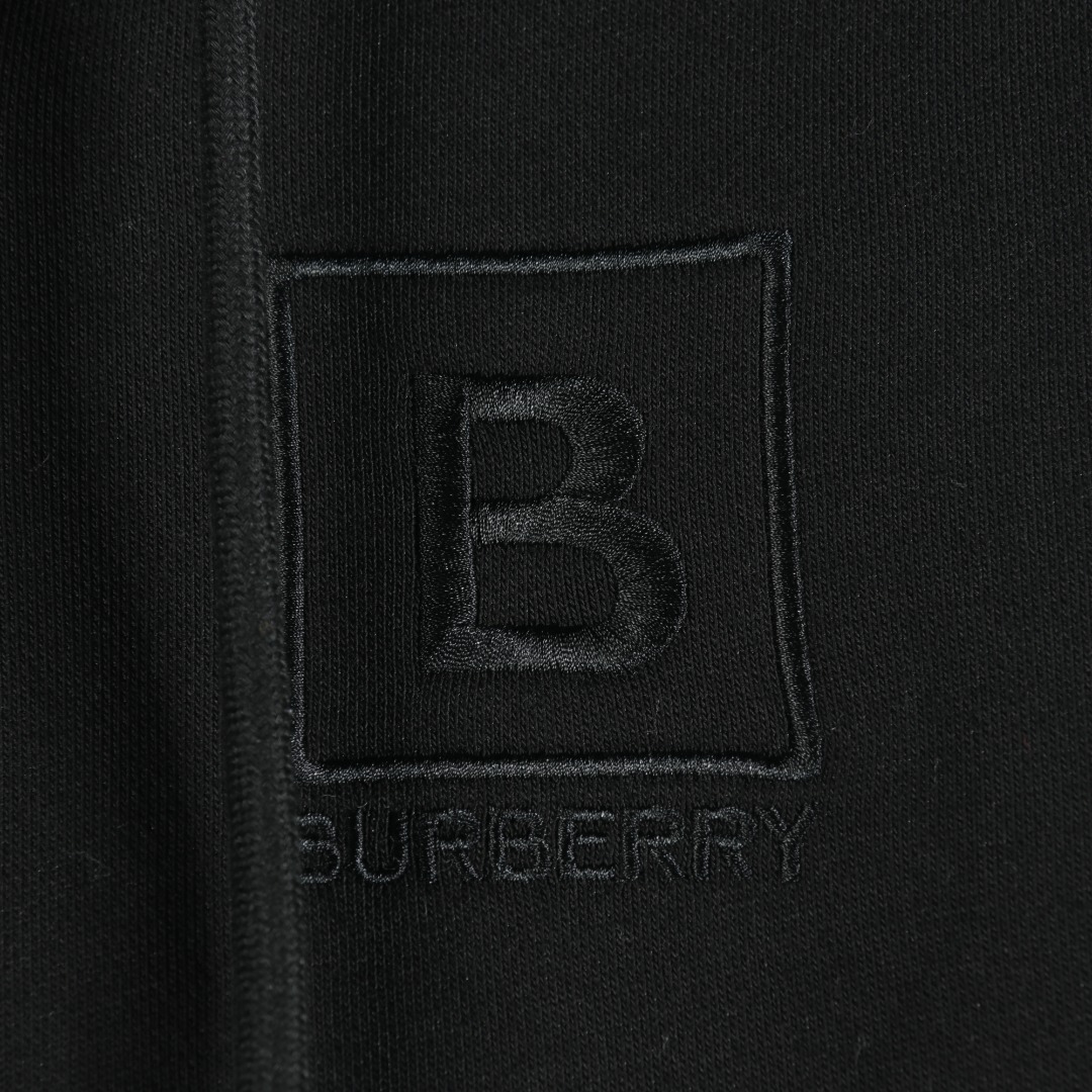 Replica Burberry Letter Graphic Cotton Blend Hooded Top in Black