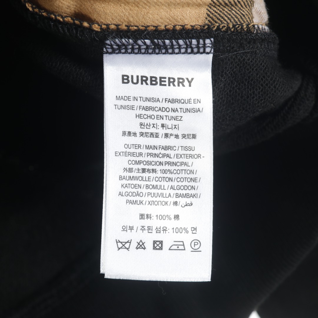 Replica Burberry Letter Graphic Cotton Blend Hooded Top in Black