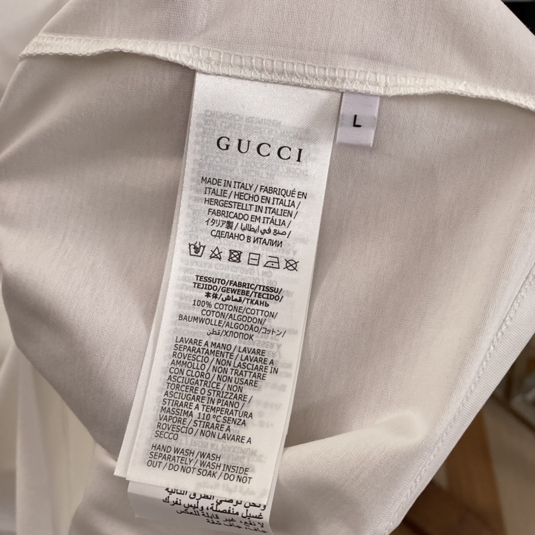 Replica GUCCI Cotton Jersey Printed T-shirt, Size S, White, Ready-to-wear