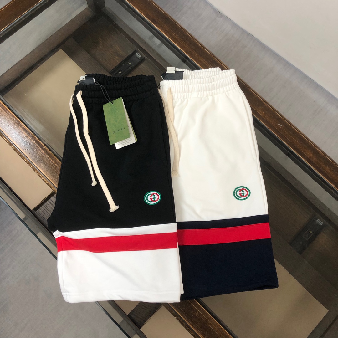 Replica Gucci embroidered logo patchwork shorts