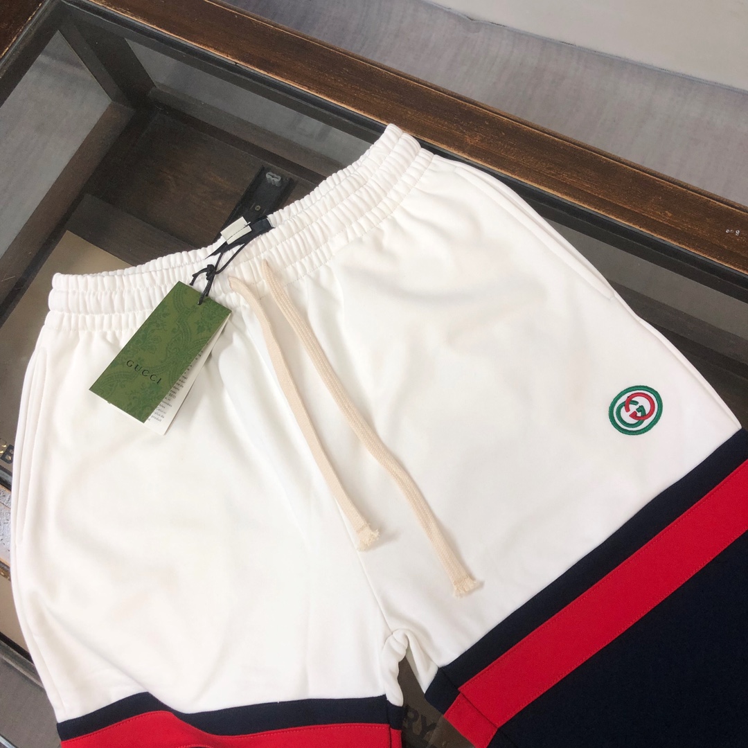 Replica Gucci embroidered logo patchwork shorts