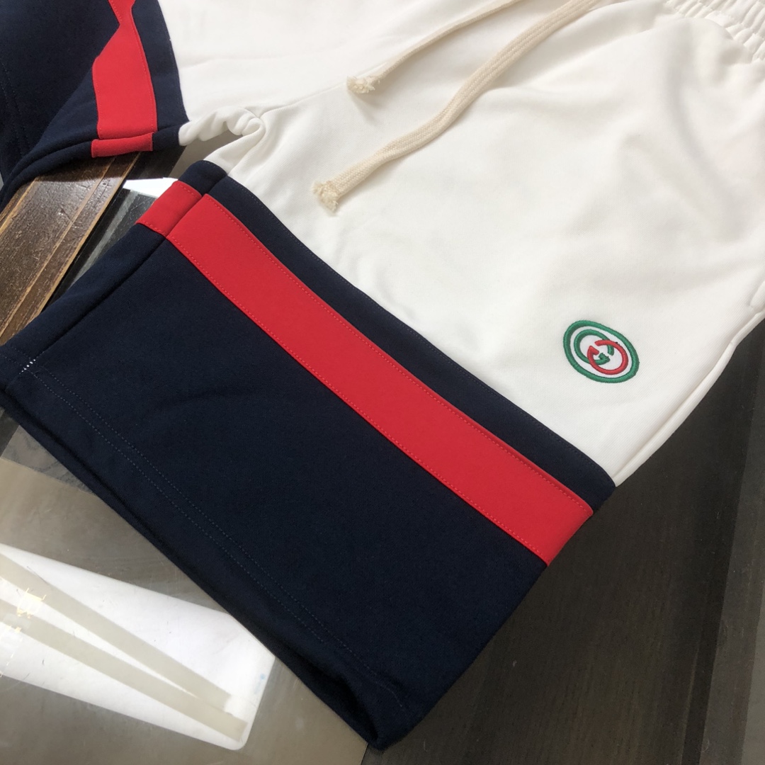 Replica Gucci embroidered logo patchwork shorts