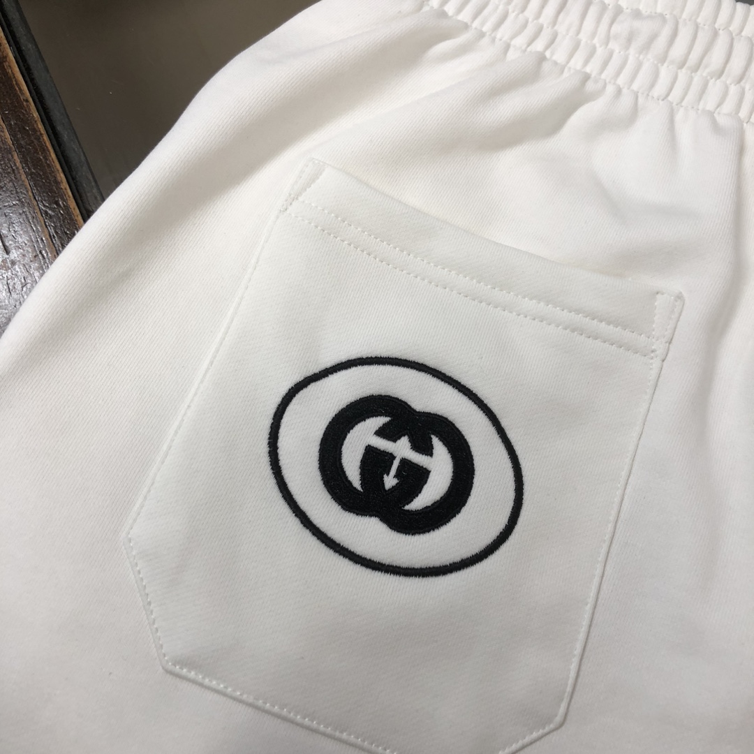 Replica Gucci embroidered logo patchwork shorts