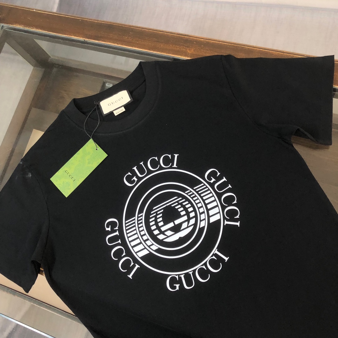 Replica GUCCI black printed T-shirt