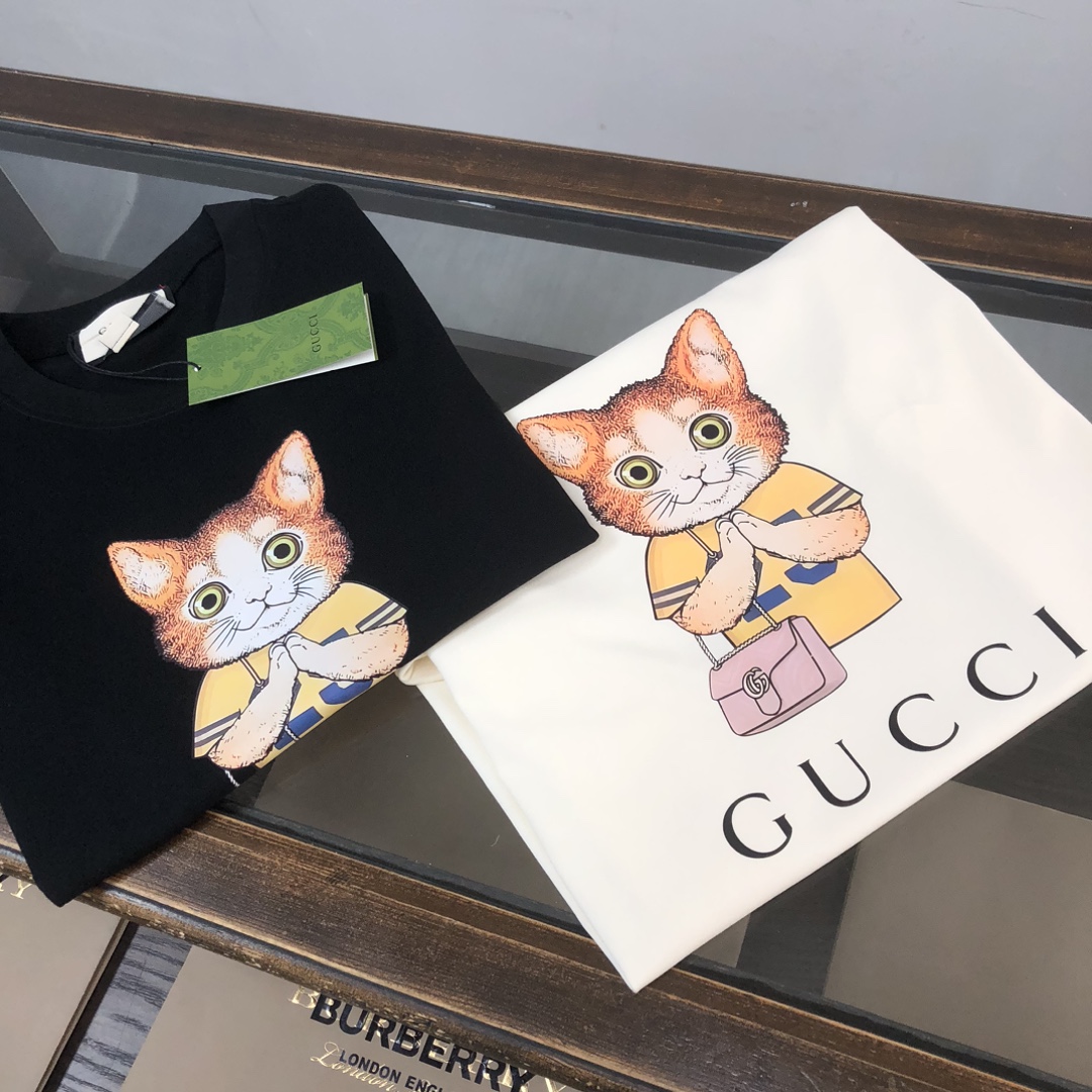 Replica Gucci Cat pattern printing TShirt