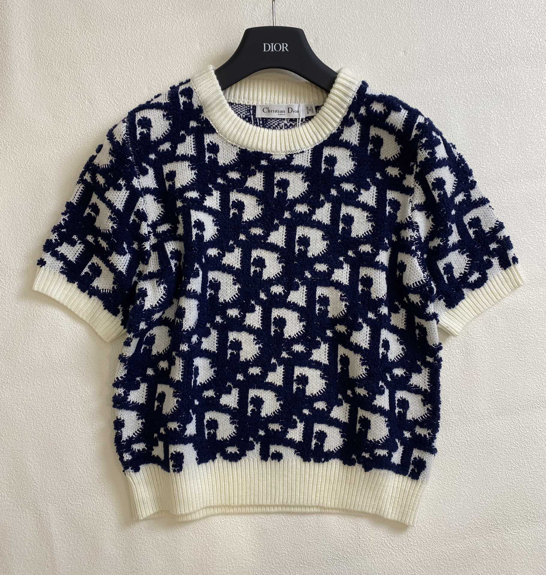Replica DIOR Vintage Holiday Time Blue/White Floral Print Pullover Sweater size Large