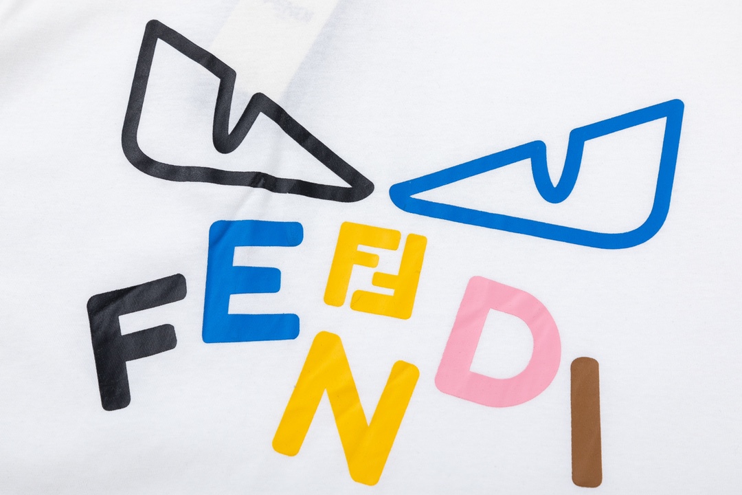 Replica Fendi new glasses color printed T-shirt short sleeve|white