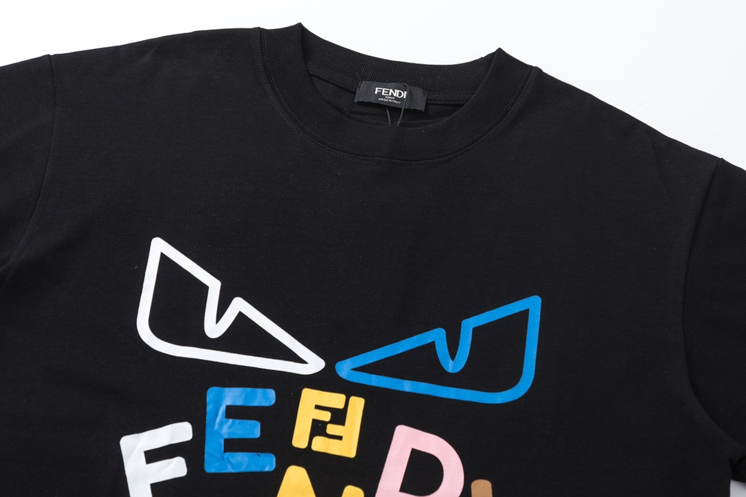 Replica Fendi new glasses color printed T-shirt short sleeve|black