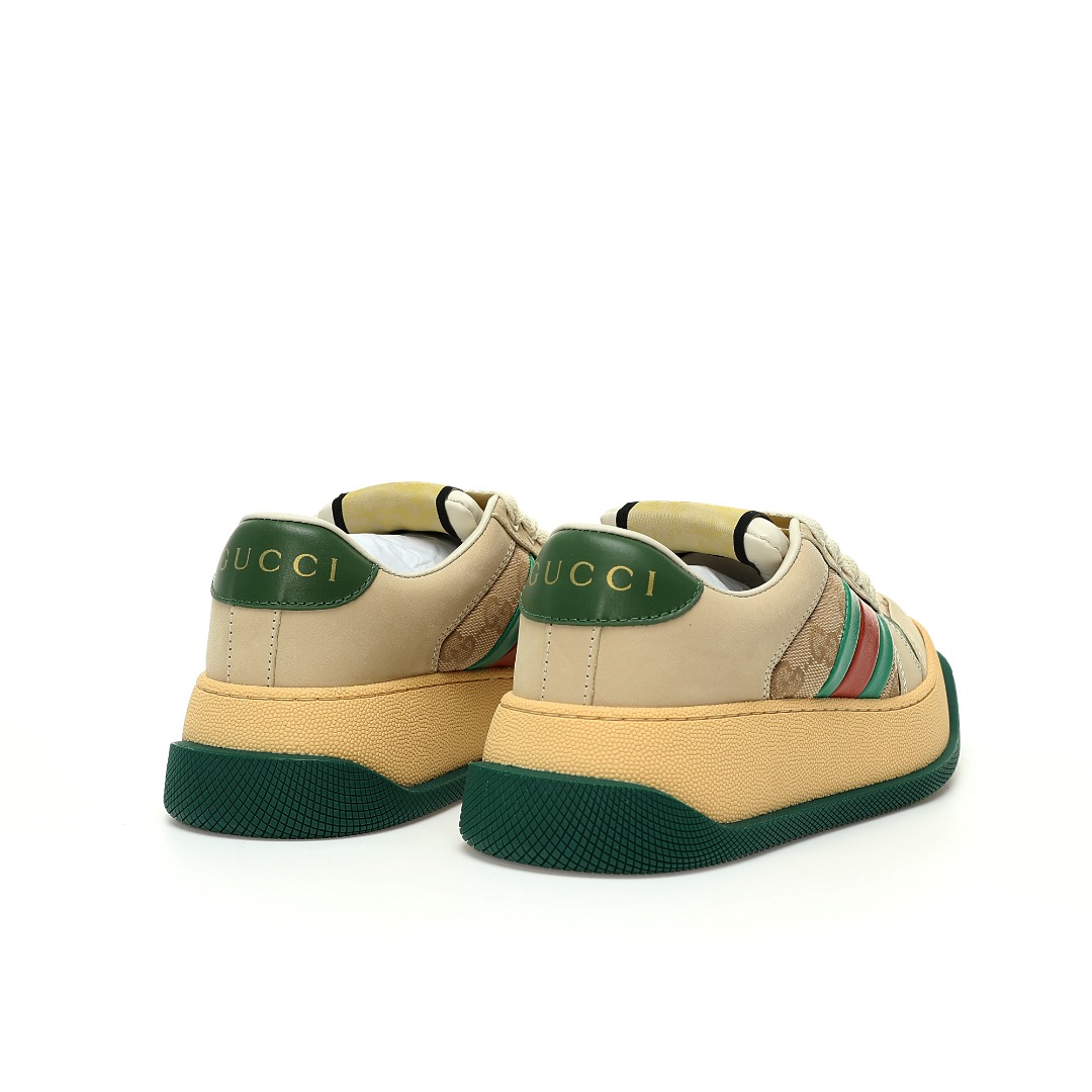 Replica Gucci - Screener panelled sneakers - women - Fabric/Canvas/Calf Leather/Rubber/Polyester/Cotton/Polyamide - 39 - Neutrals