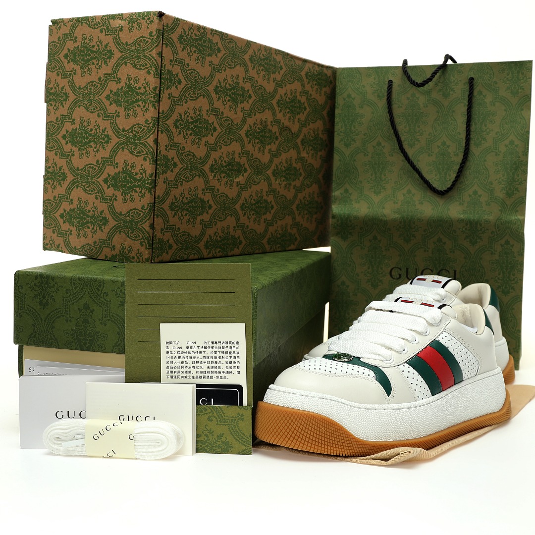 Replica GUCCI - White Screener Sneakers