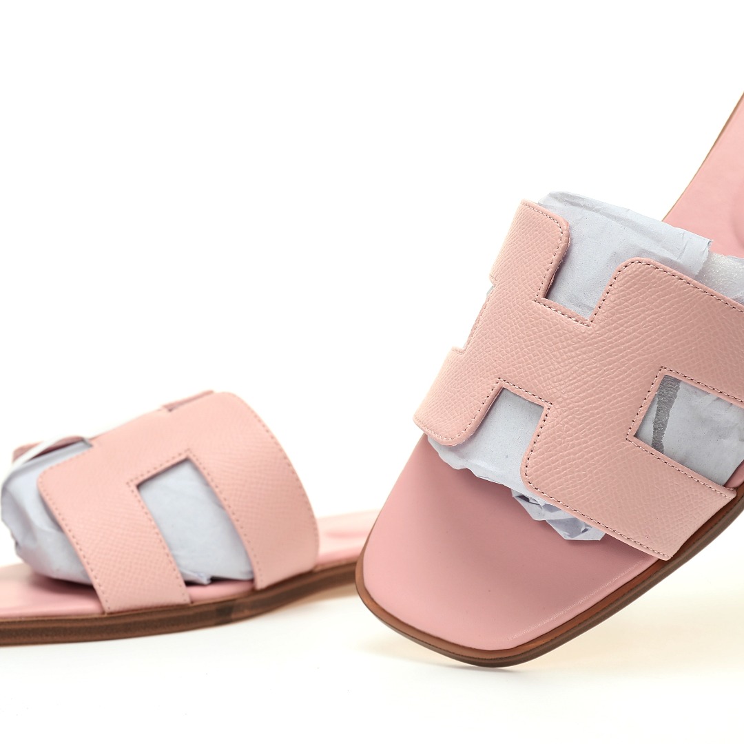 Replica Hermes Oran Sandal Pink Alligator rough sandals