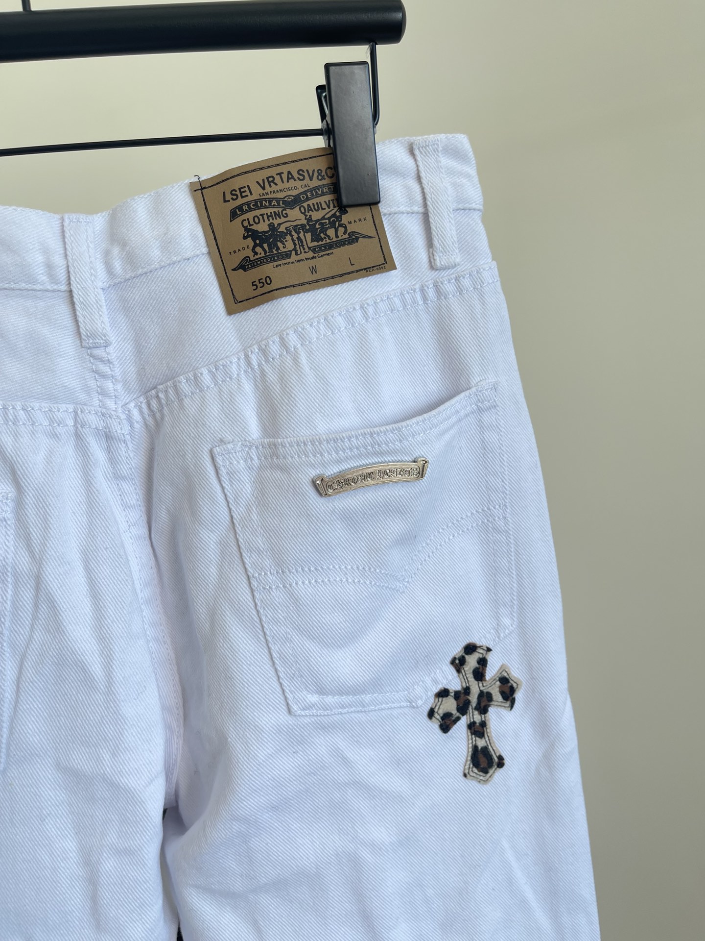 Replica Chrome Hearts white leopard patch jeans