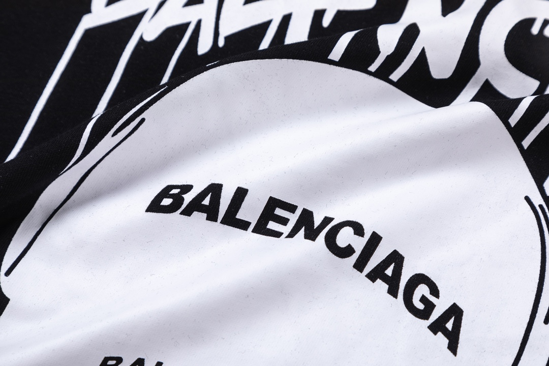 Replica Balenciaga spring/summer new b home graffiti letter cap print Tshirt