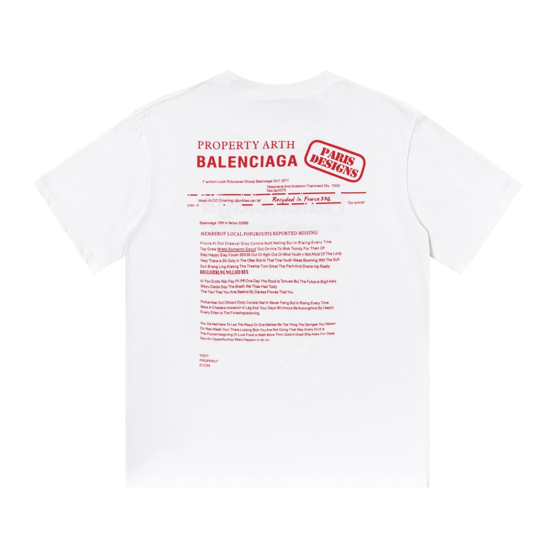 Replica Balenciaga BLCG fashion newspaper letter print short sleeve T-shirt