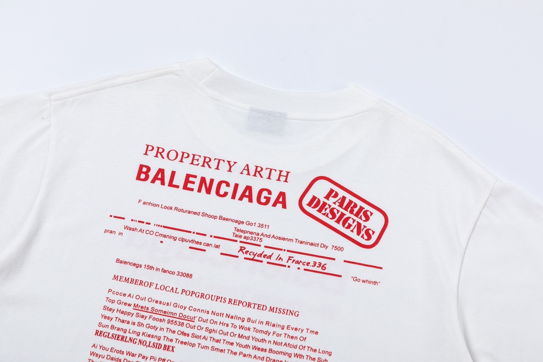 Replica Balenciaga BLCG fashion newspaper letter print short sleeve T-shirt