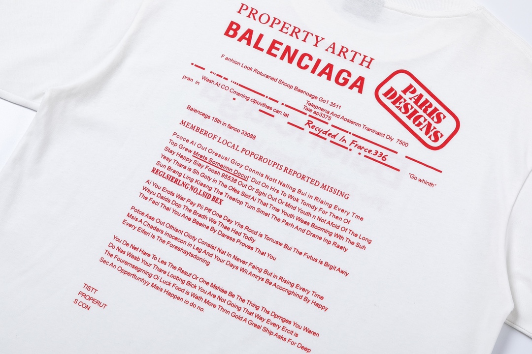 Replica Balenciaga BLCG fashion newspaper letter print short sleeve T-shirt