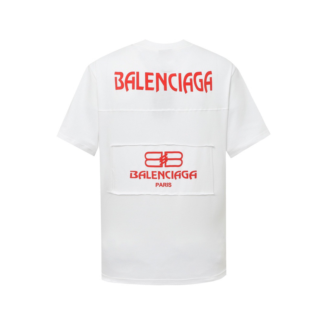 Replica Balenciaga 3D foam print applique patchwork short sleeve T-shirt White