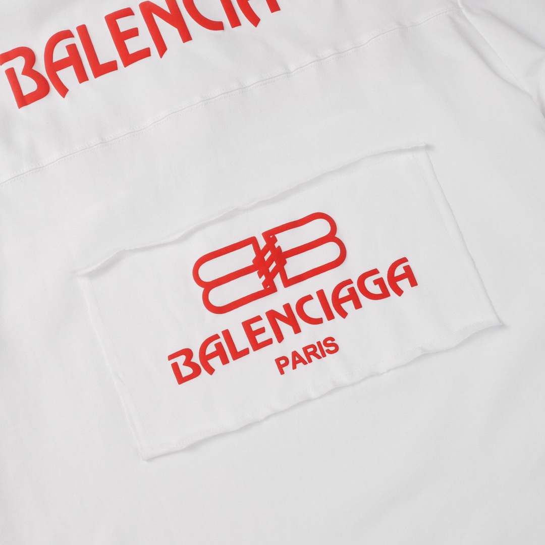 Replica Balenciaga 3D foam print applique patchwork short sleeve T-shirt White